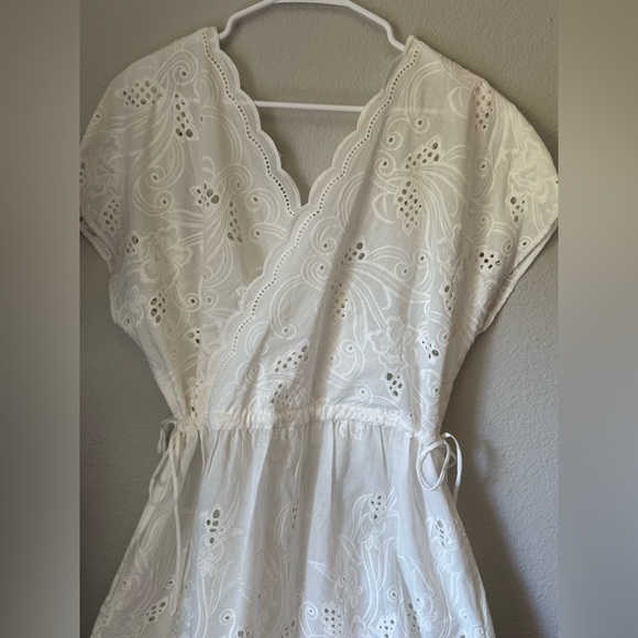 Cabi White Eyelet Embroidered Cotton Cover-Up Dress Size XL #5615 - Picture 4 of 13